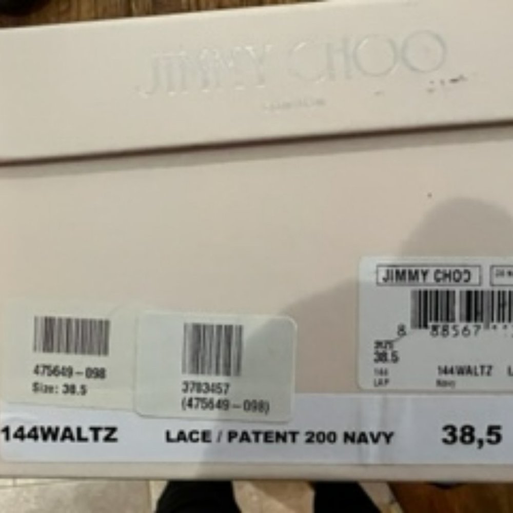 Lace/Patent 200 Navy Jimmy Choo Flats